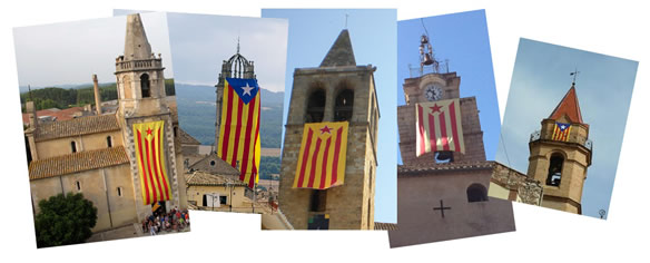 Multitud de templos catlicos catalanes exhiben la bandera independentista