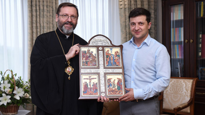 Zelenski da las gracias al arzobispo Shevchuk por su apoyo ante la guerra con Rusia