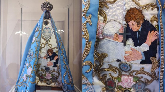 Escndalo por estatua de la Virgen en Casa Rosada con imagen de Milei y el Papa