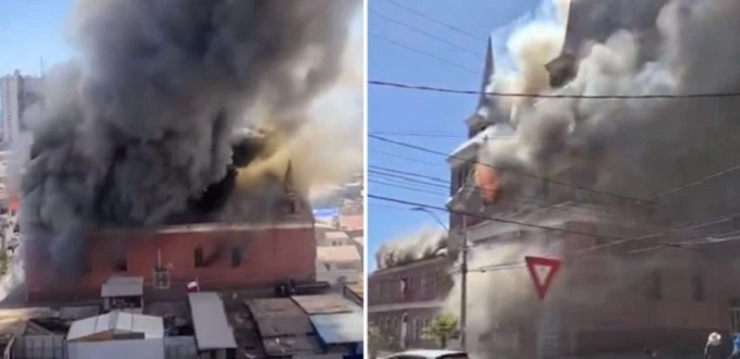 Devastador incendio consume la iglesia San Antonio de Padua y un convento en Iquique