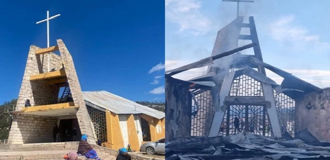 Incendio destruye capilla en comunidad indgena de Panalichi, Chihuahua