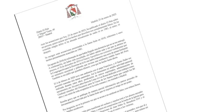 El Cardenal Cipriani niega acusaciones del diario El Pas