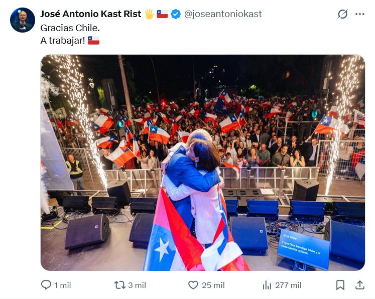Jos Antonio Kast Kast derrota a la candidata comunista Jara y promete restablecer el respeto a la ley en Chile
