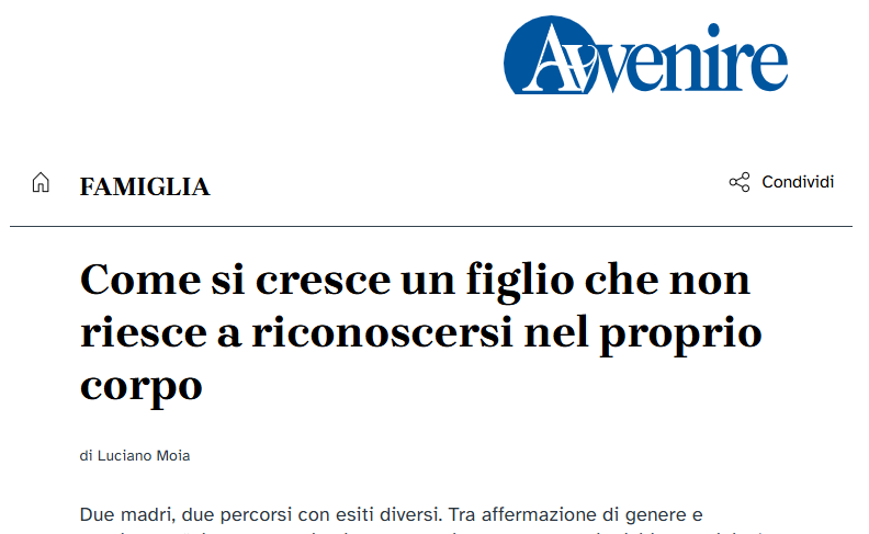L� Avvenire defiende la transexualidad en ni�os