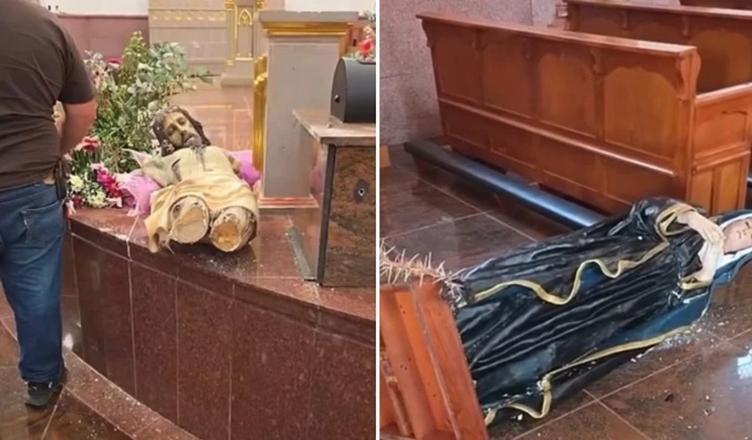 Vandalizan una parroquia en Michoac�n y destruyen im�genes de Cristo y de Nuestra Se�ora de los Dolores